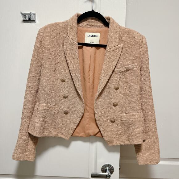 L’Agence Brooke Cropped Brown Crepe Blazer Size 8 - Picture 5 of 9